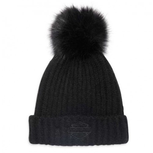 Harley-Davidson® Women's Fireside Pom Pom Beanie Hat - Black