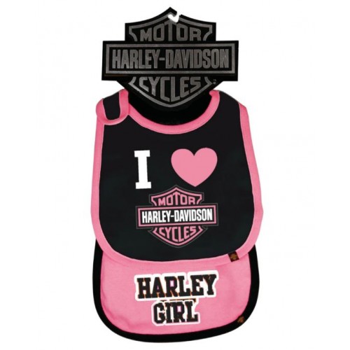 HARLEY-DAVIDSON® GIRLS' PINK & BLACK BIBS TWO PACK
