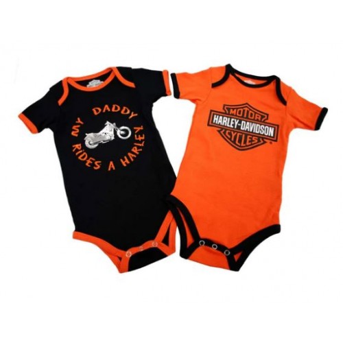 Harley-Davidson Baby Boys' Daddy Rides A Harley Creeper 2-Pack