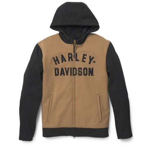 Harley-Davidson® Men's Deflector Hooded Riding Fleece Jacket  Elmwood Brown & Black