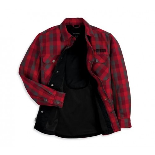 Men's Operative Riding Shirt Jacket - Red Plaid