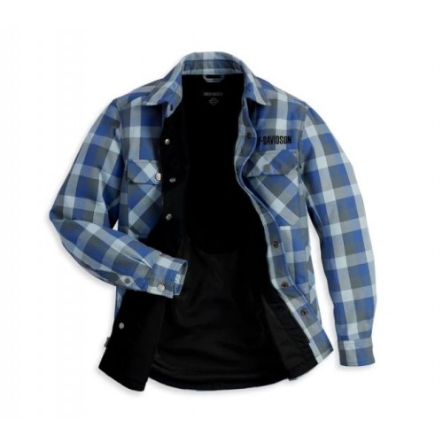Men's Operative Riding Shirt Jacket - Blue Plaid